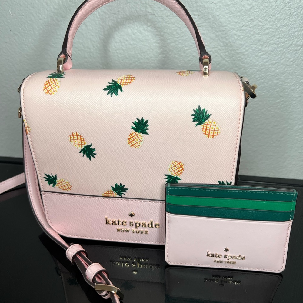 Kate Spade SET Staci Square Pineapple with matching card holder